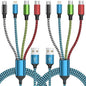 Travel Essentials Dual Type-C 4 in 1 Charging Cable 2 Pack 5FT Multi Charging Cables for All Devices,Universal USB Cable Adapter 2 USB-C/IP/Micro Port for Cell Phones Tablets Samsung Galaxy PS & More