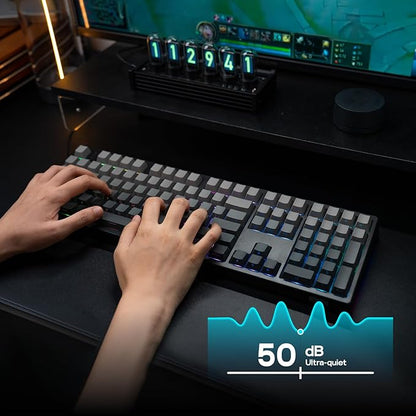 EPOMAKER TH108 Full Size Mechanical Keyboard, Wireless Gaming Keyboard with 8000mAh Battery, Creamy Gasket, 108 Keys, Hot Swap, Custom Driver, RGB Backlight (Black, Sea Salt Silent)