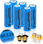 Henreepow AA 3.2v Solar Rechargeable Batteries, LiFePo4 Double A 600mAh 3.2v 1.92wh Solar Battery, 3.2v Rechargeable Batteries for Solar Lights, Wall Lantern, Solar Post Lights（AA-3.2v-6pack）