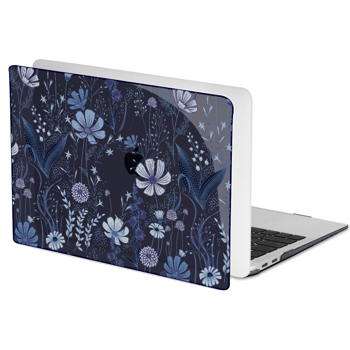 LCMOCICO for 2018 2019 2020 2021 MacBook Air 13 Inch Case M1 A2337 A2179 A1932, Pattern Plastic Hard Shell Case Cover for MacBook Air 13.3 M1 with Retina Display & Touch ID, Wild Flowers Black