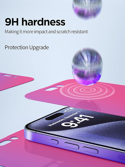 Compatible for iPhone 14 Pro Privacy Screen Protector Tempered Glass 6.1 Inch, Pink Gradient Anti Spy Anti Blue Light HD Easy Installation