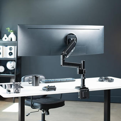 VIVO Premium Aluminum Tall Extended Monitor Arm for Ultrawide Monitors up to 49 inches and 33 lbs, USB Single Desk Mount Stand, Pneumatic Height Adjust, Max VESA 100x100, Black, STAND-V101GTU