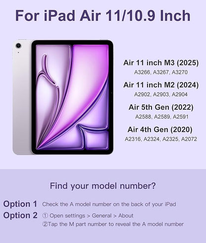 Compatible with iPad Air 11 Inch & Air 5th/Air 4th Generation Case with Keyboard - Multi-Touch Trackpad, 7-Color Backlit, Detachable Folio Cover for Air 11-inch M3/M2 (2025/2024), Light Purple