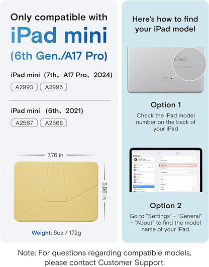 MOFT Dynamic Folio Case for iPad mini 7 A17 Pro 2024 & iPad mini 6th A15 2021, 8.3 Inch Silm Magnetic Stand Case with 20+ Viewing Angles, Auto Wake/Sleep, Ultra Thin, Panna Cotta x Faded Jeans