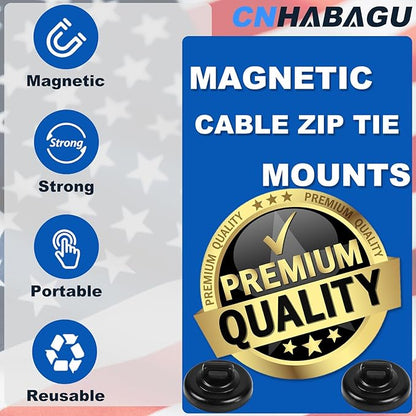 Magnet Zip Tie Mount Magnetic Zip Ties Mount Base Holder Multipurpose Wire Cable Holder Mount Wire Clips Management for Home Office Marine Electrical Wiring (D19 0.75in, 20 Piece)