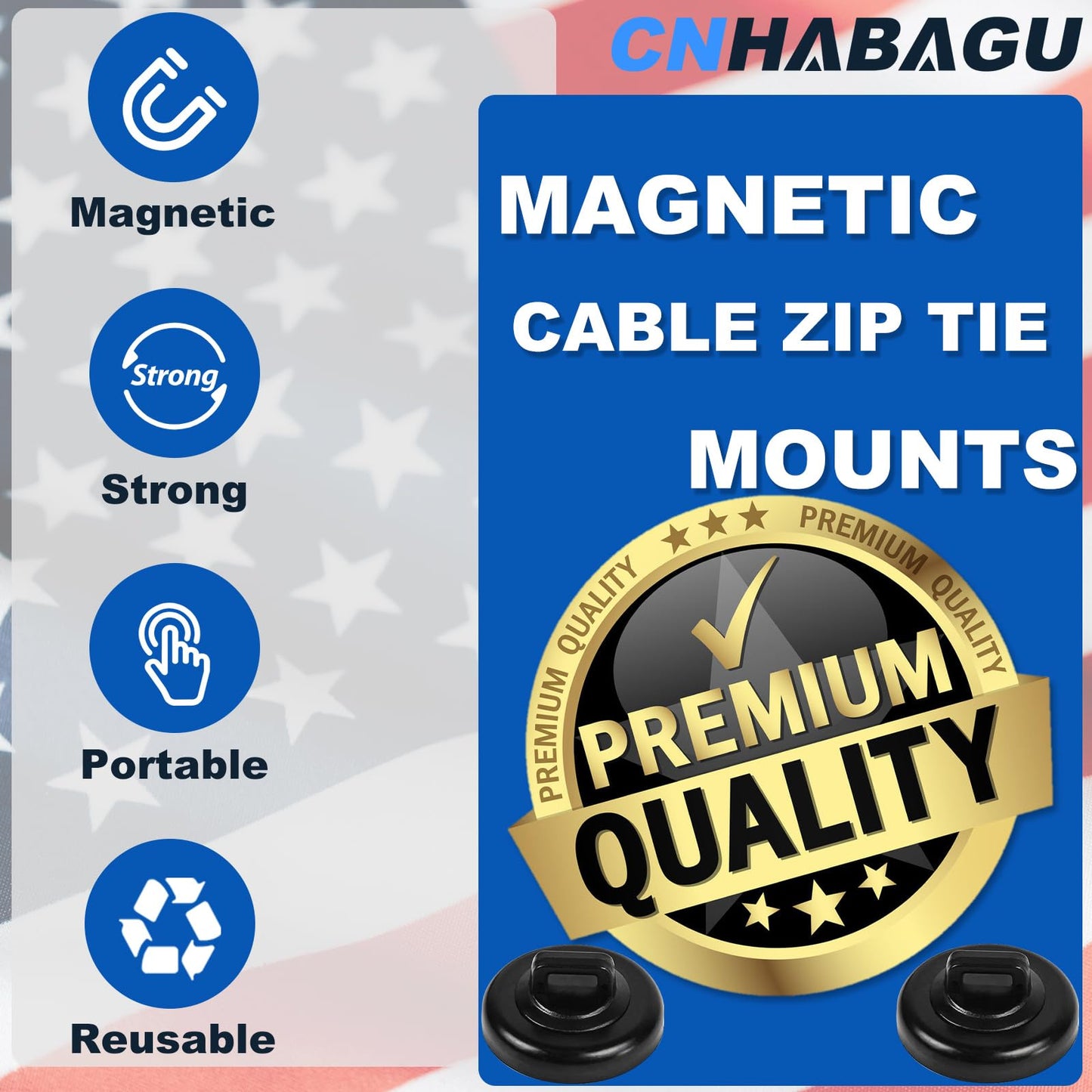 CNHABAGU Magnet Zip Tie Mount Magnetic Zip Ties Mount Base Holder Multipurpose Wire Cable Holder Mount Wire Clips Management for Home Office Marine Electrical Wiring (D23 20Pcs)