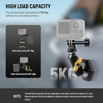 Neewer Magnetic Action Camera Car Mount Kit with Magic Arm Stand & Phone Holder Attachment Compatible with GoPro Hero 13 12 11 10 Go Pro Max DJI Action Insta360 iPhone 16 Pro Max S24 Ultra, GP-40