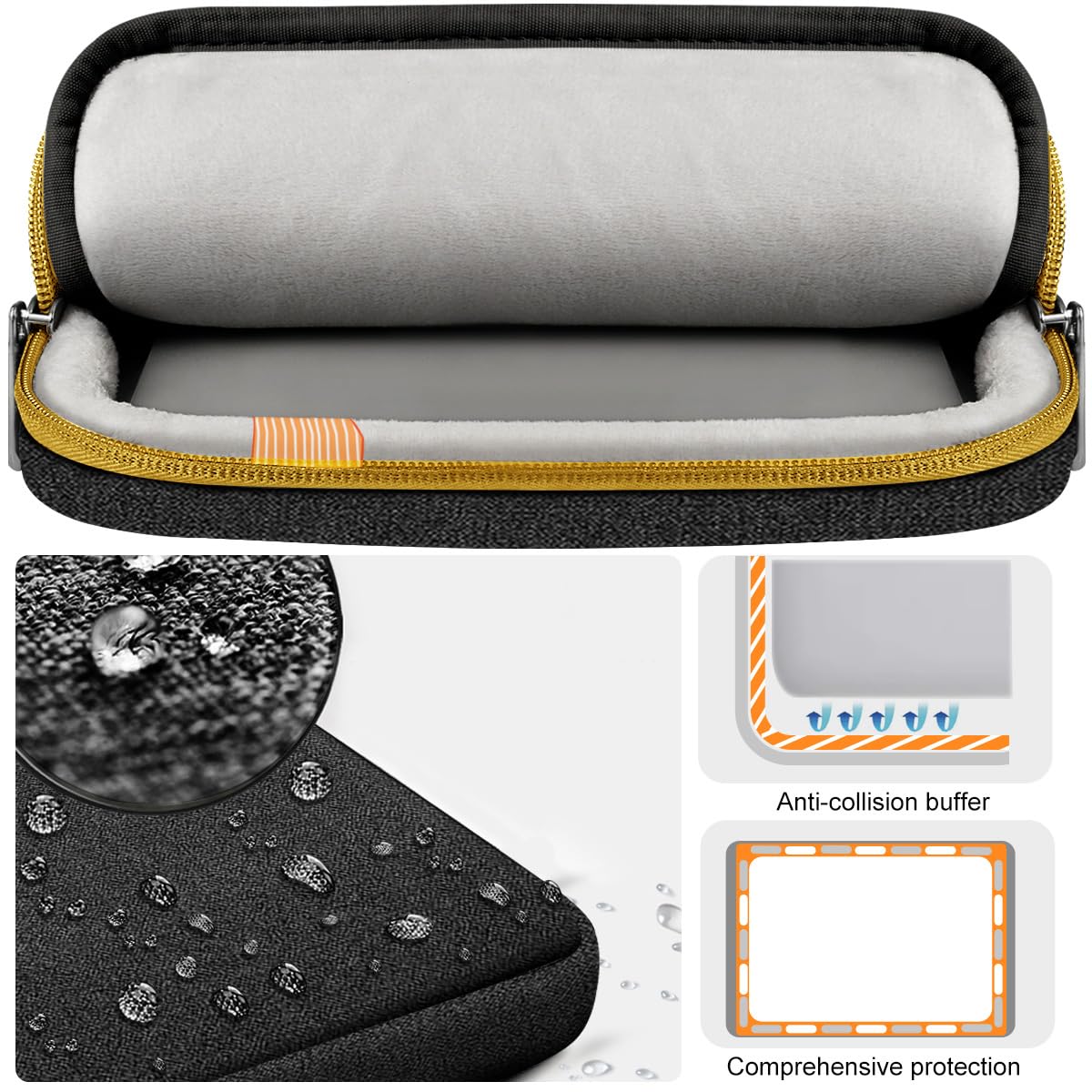 Hseok Laptop Case 15 15.6 16 inch Sleeve with Handle and Hidden Straps,Compatible with MacBook Neo 16",MacBook Pro Air 16" 15", 360°Protective PC Briefcase with 4 Pockets for Accessories,Yellow