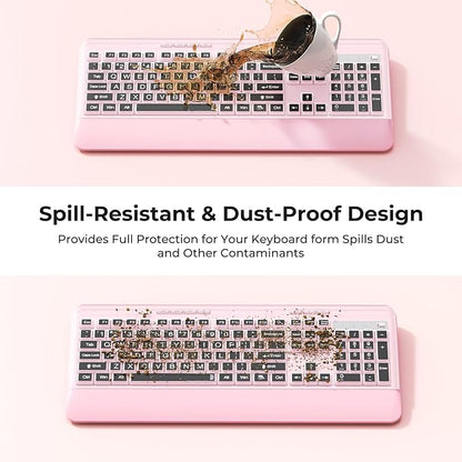 Silent Wireless Keyboard and Mouse Combo - Keyboard with Large Print Cover, 2.4GHz Full-Sized Ergonomic Keyboard with Wrist Rest and Mouse for Laptop, PC, Notebook, Desktop
