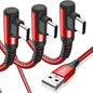 sweguard USB C Cable Right Angle [3Pack, 10FT+6.6FT+3.3FT], USB Type C iPhone 16 Charger Cable Nylon Braided Cord for iPhone 15 16 Pro Max Plus, Samsung Galaxy S25 S24 S23 S22 S21 S10 Note 20 10, Moto