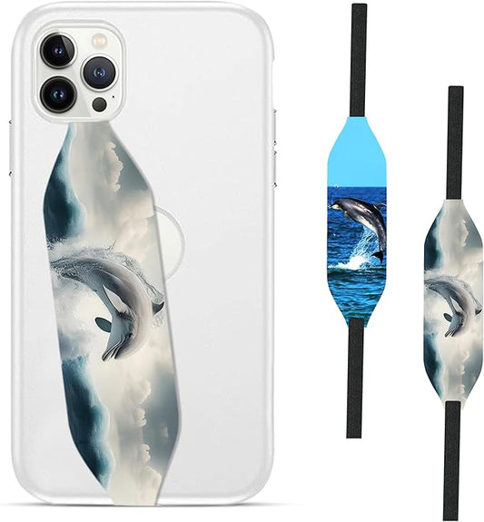 Switchbands Phone Grip Strap - Reversible Finger Holder for Phone Back, Customizable Anti-Slip Design, Wireless Charging Compatible Detachable Holder for iPhone - Shark Jump