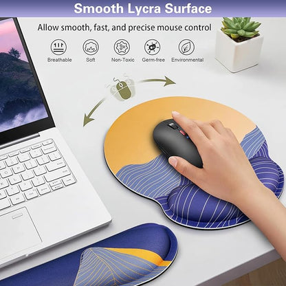 Ergonomic Keyboard Wrist Rest, Mouse Pad with Wrist Rest Anime, Cat Gaming Mousepad with Wrist Support, Memory Foam Wrist Rest Set for Computer Keyboard, Funny Cute Office Desk Accessories
