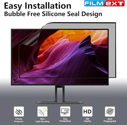 FILMEXT [2023 Upgrade Removable Computer Privacy Screen Filter for 28 inch Frameless Monitor, Anti Spy Blue Light Filter, Anti-Scratch, Easy On/Off Screen Protector for 16:9 Aspect Ratio