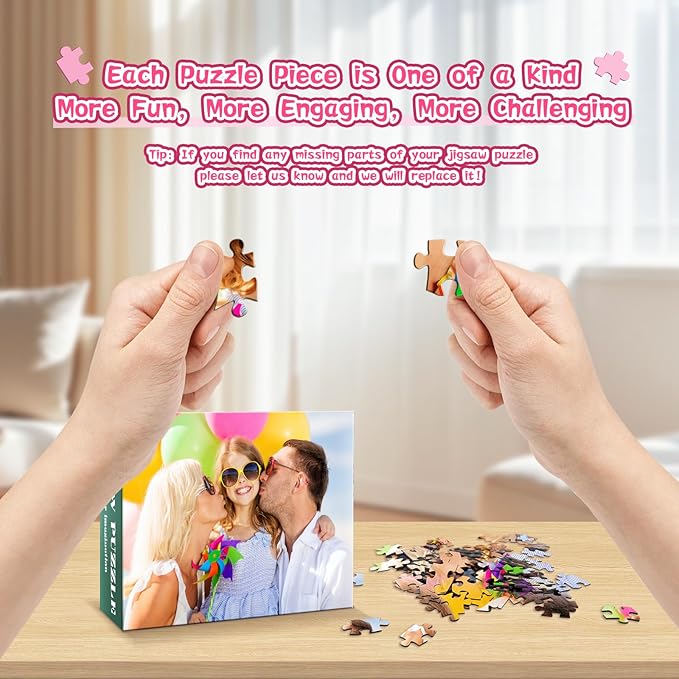 Custom Photo Jigsaw Puzzle for Adults, Personalized Puzzles from Pictures 120/200/300/500/1000 Pieces, Customized Puzzle Gifts for Family Birthday Wedding