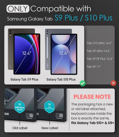 Nillkin for Samsung Galaxy Tab S10 Plus/S9 Plus 12.4" Case with Detachable Keyboard, 7-Color Backlit, Trackpad, S Pen Holder, Rugged Keyboard Case with Camera Cover for Samsung Tablet S9+/S10+ 5G