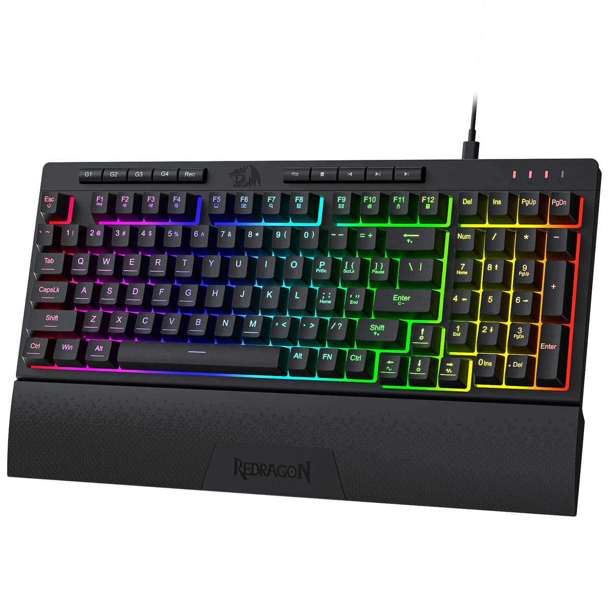 Redragon K512 RGB Membrane Gaming Keyboard, 6 Macro Keys & Easy Media Wheel