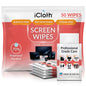 iCloth 70% Isopropyl Alcohol Large Screen and Electronics Wipes, Lint-Free, Streak-Free, Fast-Drying, Removes Dust and Fingerprints (50 Wipes)