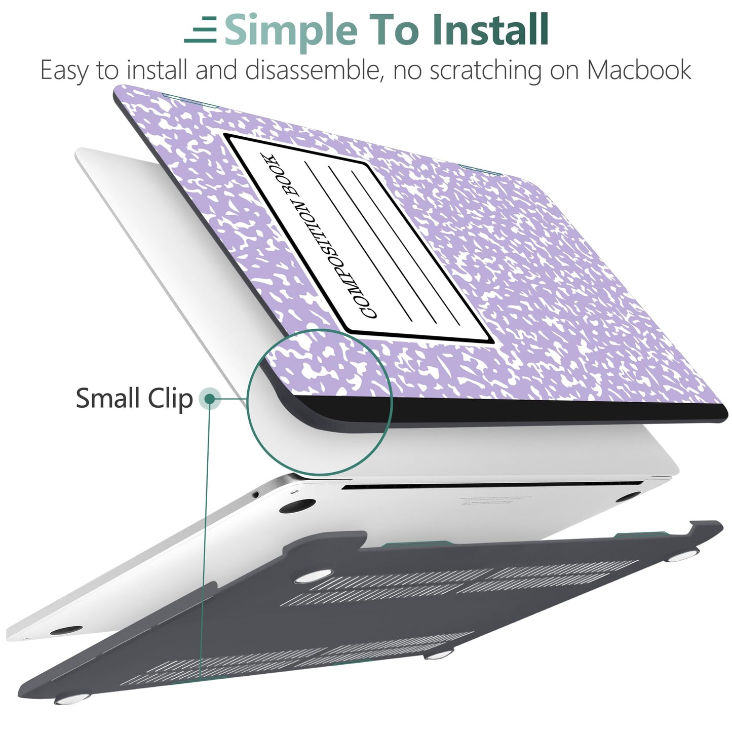 MEEgoodo Case for MacBook Pro 13 inch Case with M2 Chip 2022 2021 2020 New A2338 M1 A2251 A2289, Hard Shell with Keyboard & Camera Cover Compatible with 13 inch MacBook Pro, Composition Book Purple