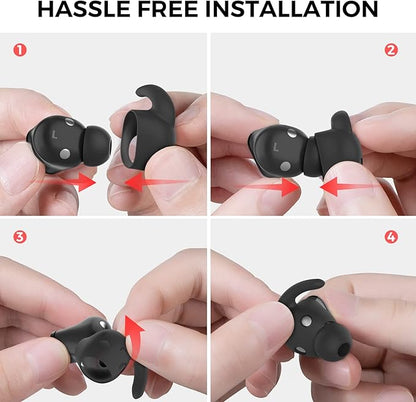 AhaStyle 3 Pairs Beats Studio Buds Ear Hooks Anti-Slip Ear Covers Silicone Accessories【Not Fit in The Charging Case】 Compatiable with New Beats Studio Buds 2021 (Black)