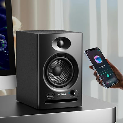 Ortizan C7 Dual-Mode 2.0 Studio Monitors, Active Monitor Speakers for Near Field Music Production, Bluetooth 5.3 Wireless Computer PC Monitor Gaming Bookshelf Speakers(Pair, Black)