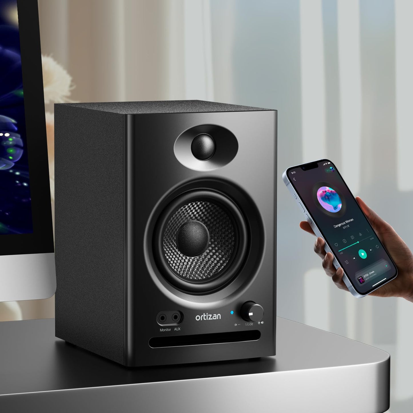 Ortizan C7 Powered Studio Monitors Pair with Bluetooth 5.3, Black