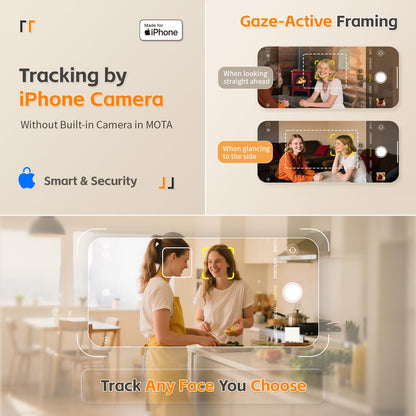 COMITOK Magnetic Auto Face Tracking Stand MOTA Tripod with Remote Controller for iPhone Follows Your Movement Hands-Free Video Recording with 360 Degree Holder for Conference, FaceTime, Fittness-White