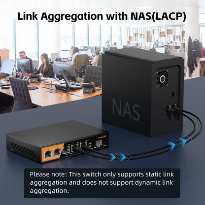 keepLiNK 6 Port 2.5G Web Smart Managed Ethernet Switch with 5 x 2.5G Base-T Ports, 1 x 10G SFP+, Static Aggregation, QoS/VLAN/IGMP, Metal Housing Fanless, Desktop/Wall-Mount