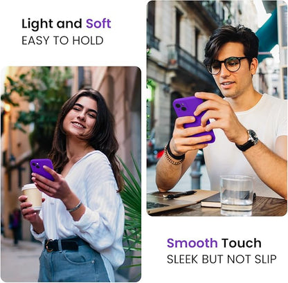 FireNova Designed for iPhone 14 Case, Silicone Upgraded [Camera Protection] Phone Case with [2 Screen Protectors], Soft Anti-Scratch Microfiber Lining Inside, 6.1 inch, Neon Purple