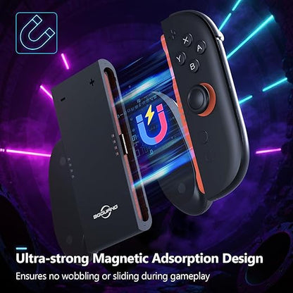 Switch 2 Joycon Charging Grip, Super Magnetic Charger Handle for Nintendo Switch 2 Joycons, Ergonomic Controller Grip for Playing While Charging, Switch 2 Accessories Black (USB Charging Black)