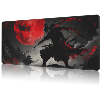 NIYLYNSYN Mouse Pad Large Anime Samurai Non-Slip Gaming Desk Mat with Stitched Edge Laptop Keyboard Desk Pad for Work Home Gaming (35.4 x 15.7 Inches)