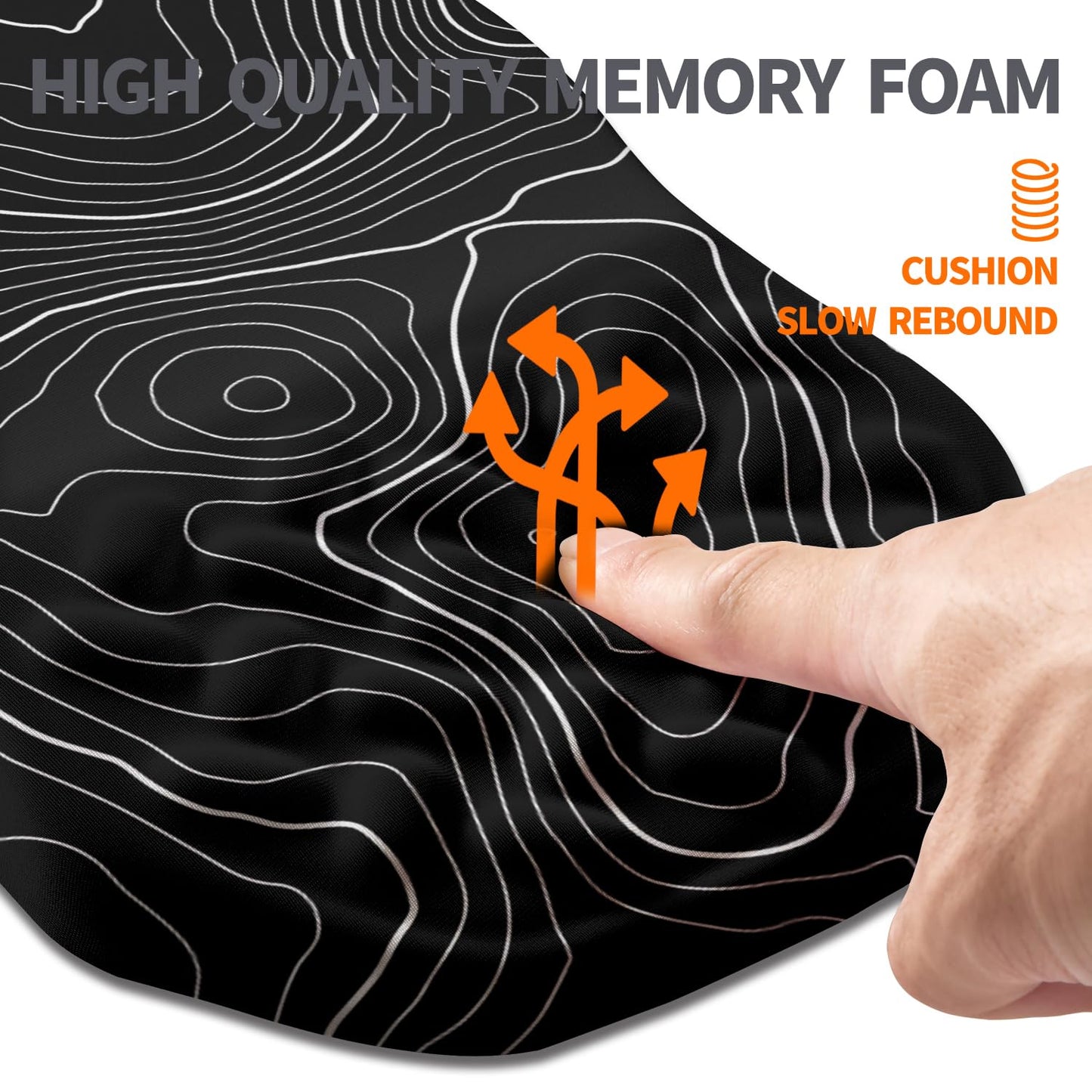 Armanza Ergonomic Slope Mouse Pad Wrist Support, Wrist Rest Mousepad for Carpal Tunnel Pain Relief with Massage Bulge and Slow Rebound Memory Foam (12x8 inch, Black Contour Lines)