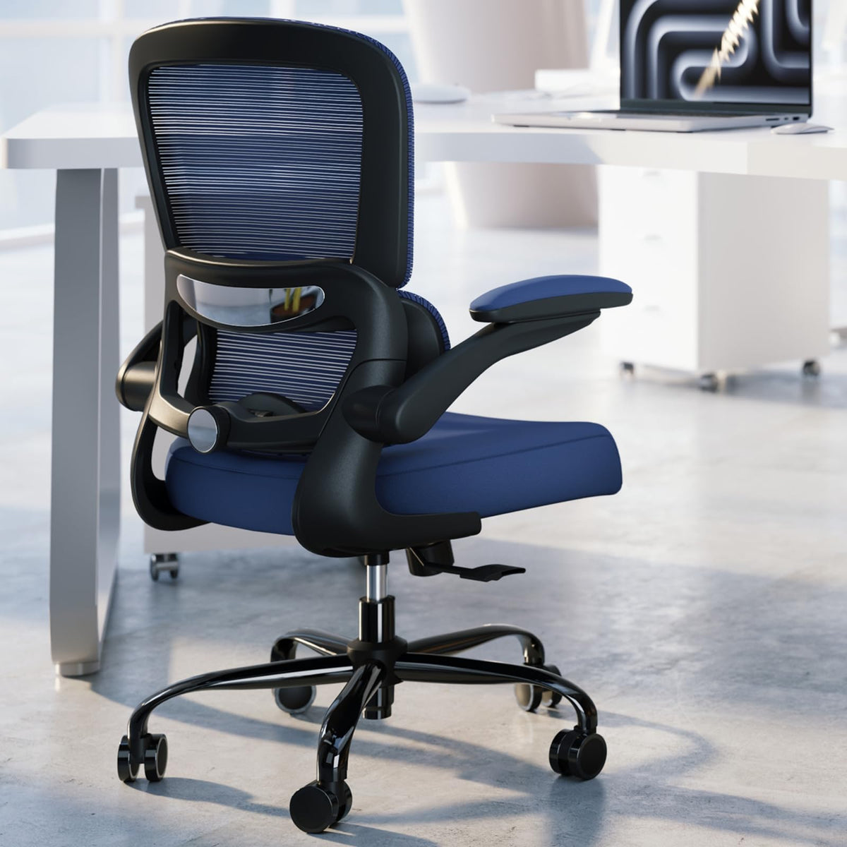 TRALT Office Chair - Ergonomic Desk Chair with Adjustable Lumbar Support, Mesh Computer Chair, Executive Chair for Home Office Comfortable Lumbar Support (1, Deep Blue)