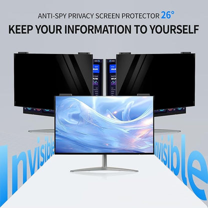 Magnetic Monitor Privacy Screen 27 inch, 9H Hanging Privacy Screen for Computer Monitor for 16:9 Frameless Monitor, Acrylic Eye Protection Anti Glare Blue Light Computer Screen Privacy Filter
