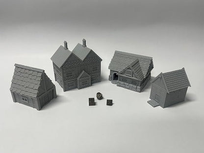 Tabletop Miniature Little Town Building Terrains Compatible with D&D RPG Wargaming - 18mm Scale Scenery with Medieval Style, Dioramas Building Set by HAUTICO