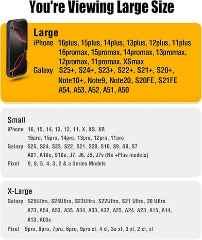 Case for Large iPhone Plus, Pro Max 16 15 14 13 12 11 XS, Samsung Galaxy S25+ S24+ S23+ S22+ S21+, Cell Phone Belt Holster Clip, ID Card Holder Pouch, Fits with Case On, Pewter Large