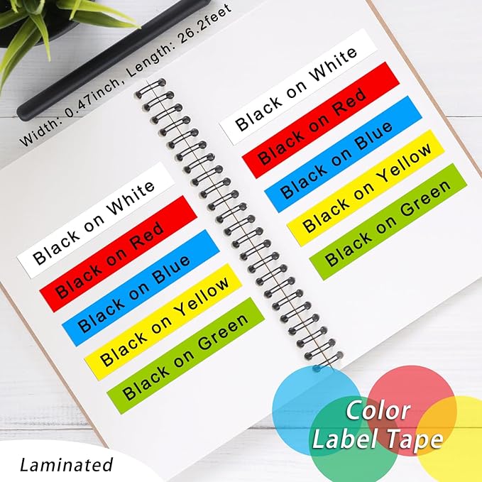 UNOKA Compatible for Brother P Touch PT-D210 PT-D220 TZe Tz Tape Color 12mm