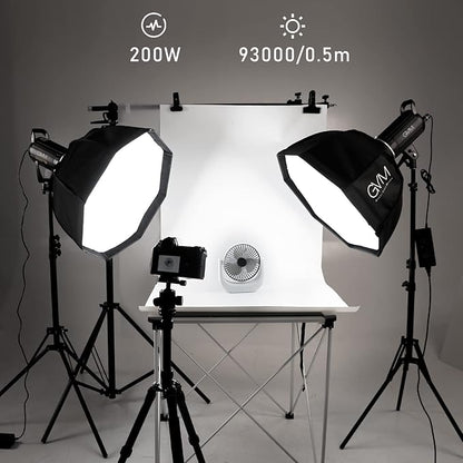 Bi-Color LED Video Light, GVM 200W Photography Lighting with Bowens Mount, Continuous LED Lighting Dimmable 3200K-5600K, CRI97+, APP Control System, YouTube, Portrait Studio Lighting Kit with Softbox