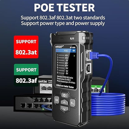 NOYAFA NF-8506 Network Cable Tester with RJ45 Crimp Tool, CAT5 CAT6 Network Tester, IP Scan, PoE Ping Test, Network Rate Test, Port Flashing, RJ45 RJ11 Ethernet Cable Tester with Crimper Stripper