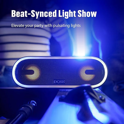 DOSS SoundBox Pro+ P300 Bluetooth Speaker with 40W Stereo Sound, Extra Bass, IPX6 Waterproof, TWS Pairing, Diverse Lights Show, 20H Playtime, BT 5.3 Speaker for Party, Camping, Beach - Blue