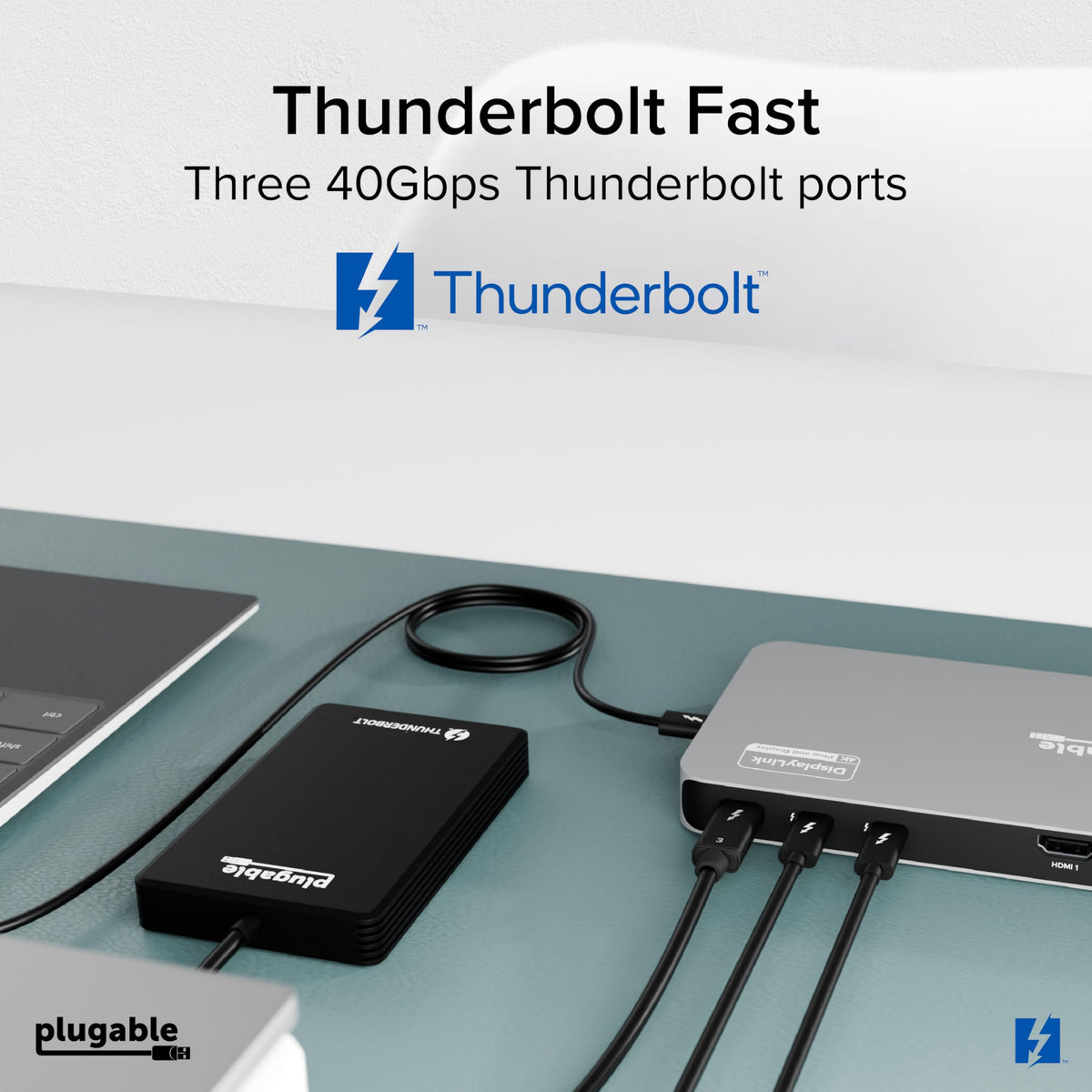 Plugable Thunderbolt 4 Dock Quad Monitors, 100W, Connect Four 4K Monitors