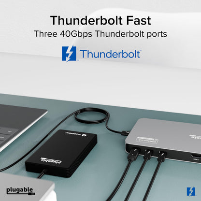 Plugable Thunderbolt 4 Dock Quad Monitors, 100W, Connect Four 4K Monitors
