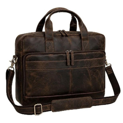 VINTAGE CRAFT SHOP Leather briefcases Laptop Messenger Bags Best Office Satchel Bag for Men and Women (Dark Brown)