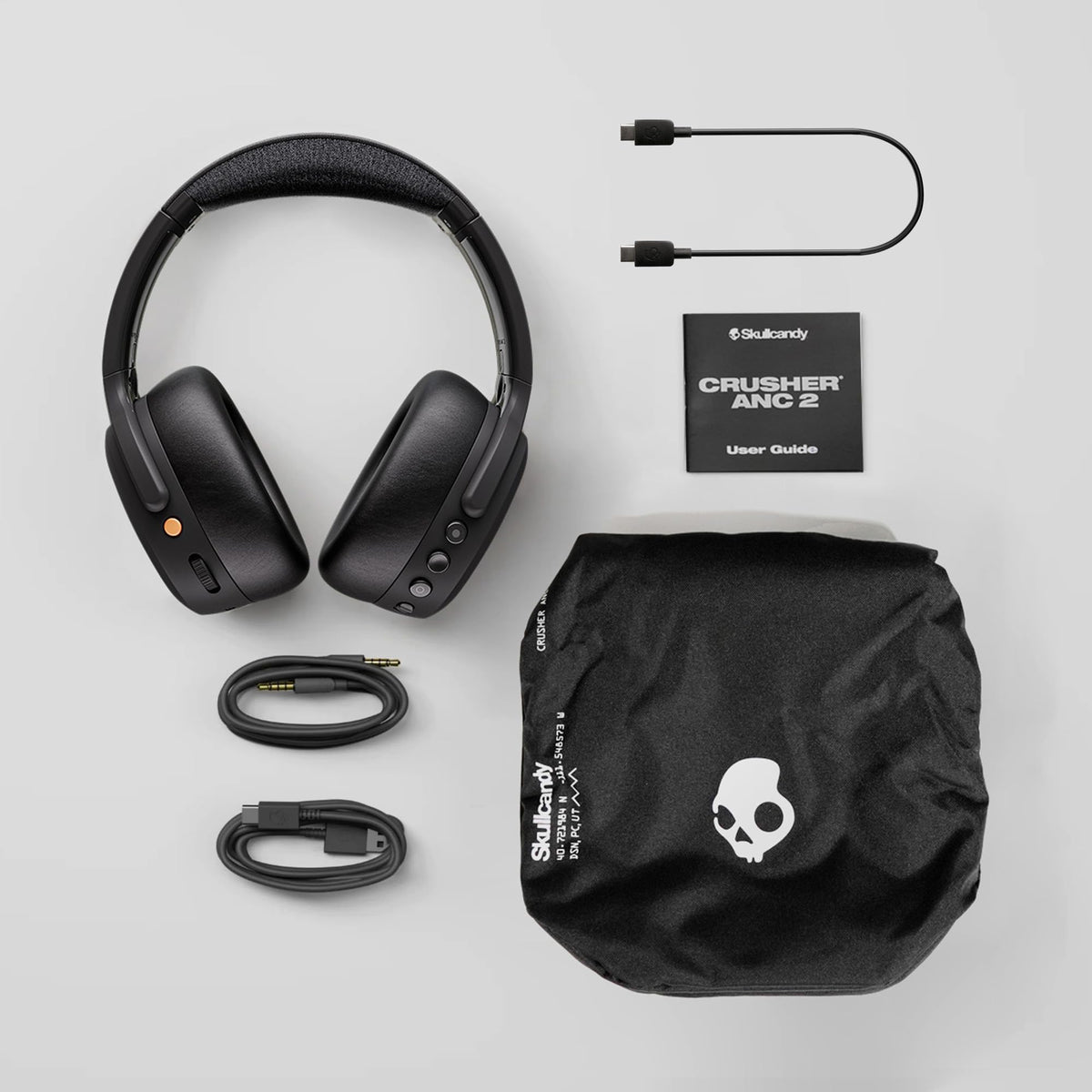 Skullcandy Crusher ANC 2 Wireless Over-Ear Bluetooth Headphones with Extra USB-C Charging Cable, Multi-Sensory Bass, Active Noise Cancelling, 60 Hours Battery, Microphone iPhone Android - Bone