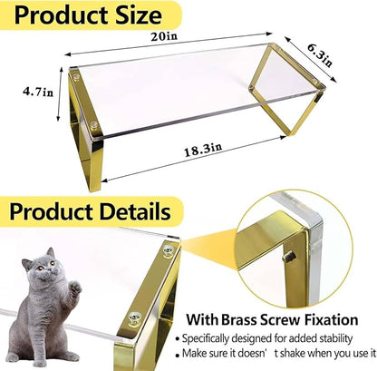 Keyboard Cat Protector - 20" Large Monitor Stand 2 in 1 Clear Acrylic Keyboard Cover Long Acrylic Monitor Stand Keyboard Protective Cover for Desk 108 Keyboard Protector Laptop Computer Monitor