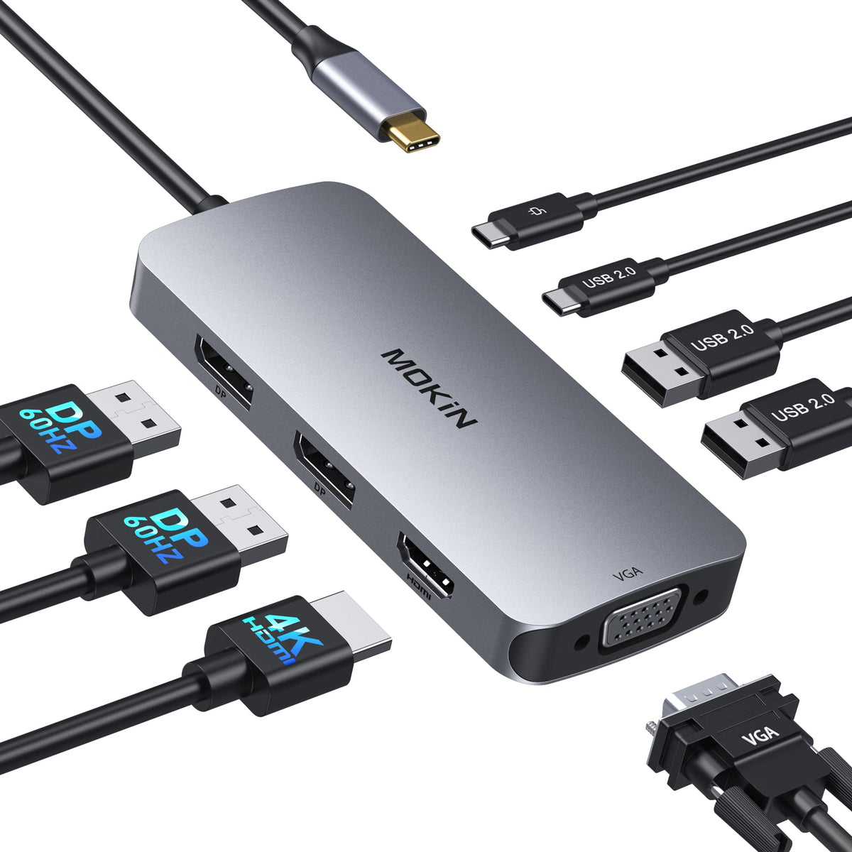USB C Hub 10Gbps,MOKiN USB C Splitter with 4K@60Hz Video Output for MacBook