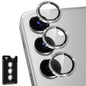 Avocase for Samsung Galaxy S25 Camera Lens Protector, Individual Metal Ring Tempered Glass Lens Cover, [Strong Adsorption] Scratch Resistant Ultra-Thin HD Clear Lens Cover, 1 Set-Silvery Sparkly
