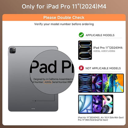 Transparent Case with Keyboard for 2024 iPad Pro 11-inch (M4),with 7-Color Backlit Wireless Keyboard, 360°Rotatable Protective Case Multi-Touch Trackpad,with Pencil Holder,with Shortcuts,White