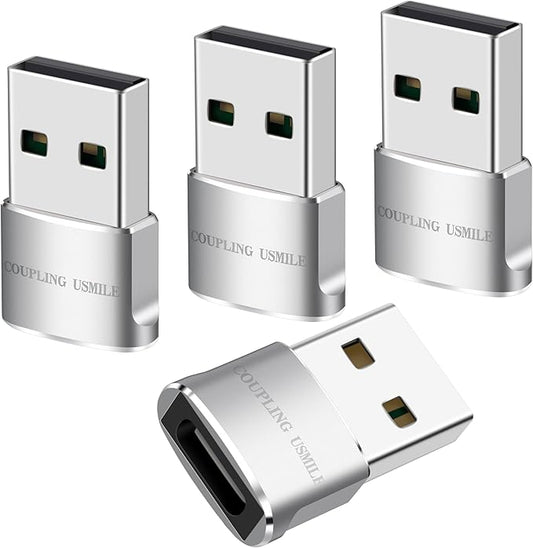 COUPLING USMILE USB to USB C Adapter 4 Packs for iPhone Fast Charging, Transfer and Type C OTG Convert. USBC to A Compatible with iPhone 17/16/15 Plus Pro Max,iPad Pro Air 7/6/5 Almost USB Devices
