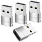 USB to USB C Adapter 4 Pcs Silver, Fast Charging, Transfer and Type C OTG