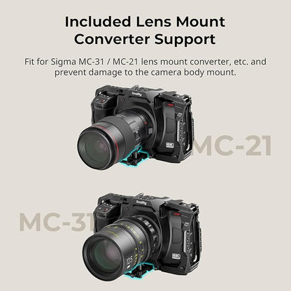SmallRig Cage for Blackmagic Design Cinema 6K, Only for BMCC 6K, Full/Half Cage Included Lens Mount Converter Support, Anti-Deflection, Anti-Scratch, Full Access Design - 4785